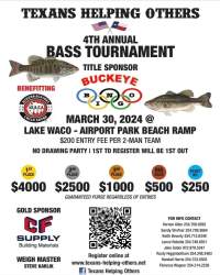 Bass Tournament flyer with fish and money amounts